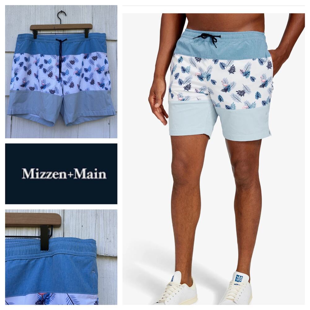 Mizzen‎ + Main Flamingo Print HydraShift Swim Trunk Shorts XL